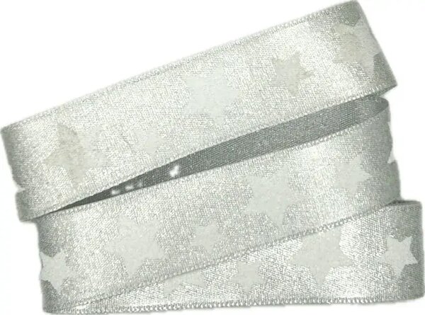 Vánoční stuha WHITE STAR stříbrná 25mm x 2m (7,50 Kč/m)