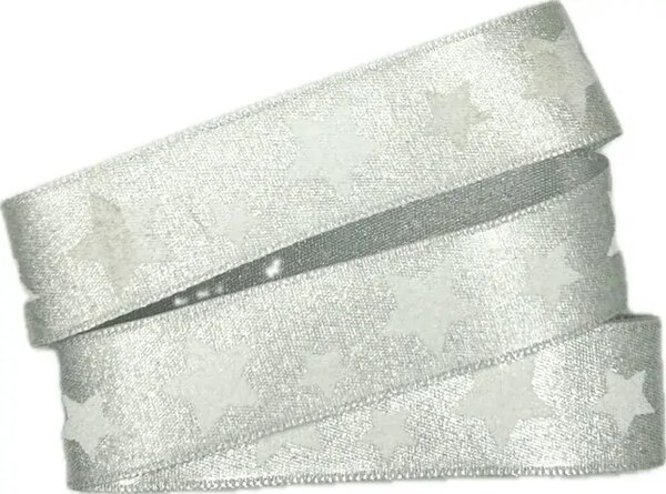 Vánoční stuha WHITE STAR stříbrná 25mm x 2m (8,50 Kč/m)
