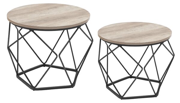 SADA KONFERENČNÍCH STOLKŮ, černá, šedobéžová, kov, kompozitní dřevo, 50-40/50-40/40-36 cm MID.YOU - Konferenční stolky, Online Only