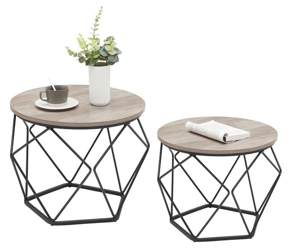 SADA KONFERENČNÍCH STOLKŮ, černá, šedobéžová, kov, kompozitní dřevo, 50-40/50-40/40-36 cm MID.YOU - Konferenční stolky, Online Only