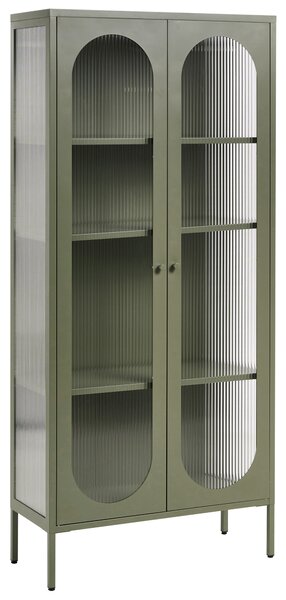 Skleněná vitrína FOXTON 80 cm Kov Zelená