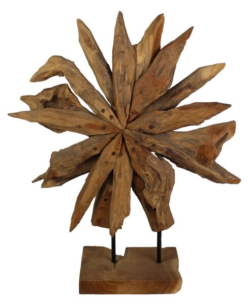 Dekorace z neopracovaného teakového dřeva HSM collection Sunflower, 40 x 50 cm