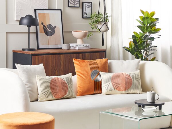 Sada 2 dekorativních polštářů GERBERA 30 x 50 cm Pestrá Abstraktní vzor