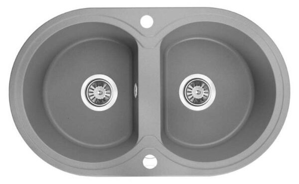 Laveo Dafne, 2-komorový granitový dřez 780x470x204 mm, šedá, LAV-SBD_520T