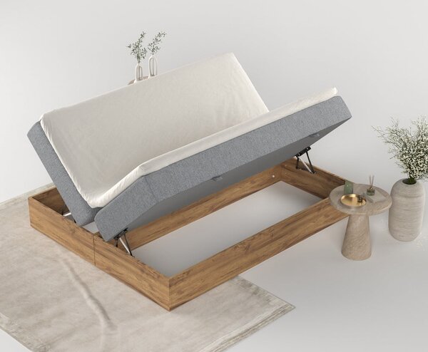 Boxspring postel s úložným prostorem v šedo-přírodní barvě 180x200 cm Faro – Maison de Rêve