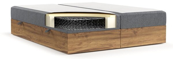 Boxspring postel s úložným prostorem v šedo-přírodní barvě 180x200 cm Faro – Maison de Rêve
