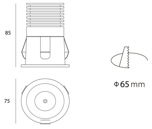 Led2 Zápustné LED svítidlo RAY M ø 7,5 cm, IP44 Barva: Bílá, Stmívání, řízení: DALI/PUSH