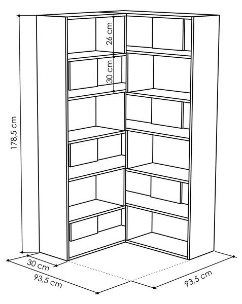 Moderní rohová knihovna Houseland Molly No.4 antracit