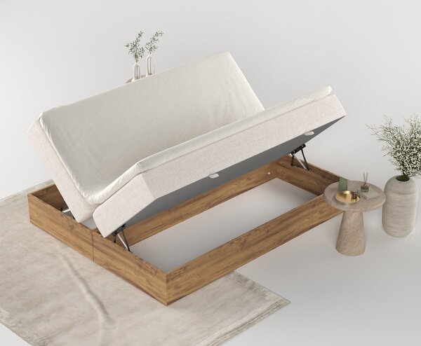 Boxspring postel s úložným prostorem v béžovo-přírodní barvě 180x200 cm Faro – Maison de Rêve
