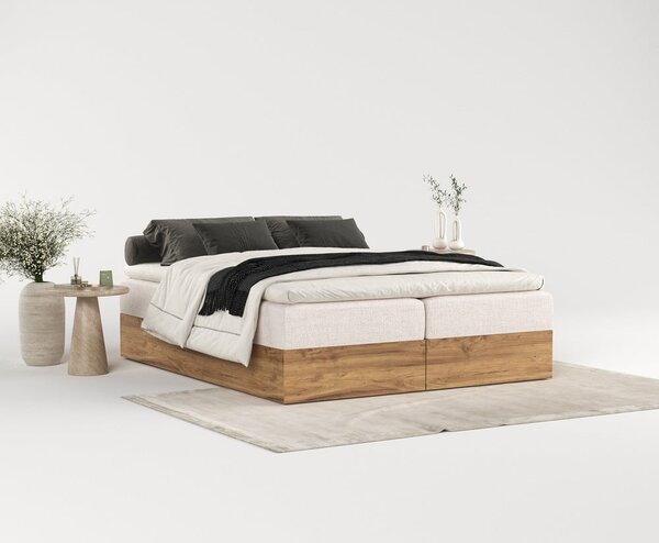 Boxspring postel s úložným prostorem v béžovo-přírodní barvě 180x200 cm Faro – Maison de Rêve
