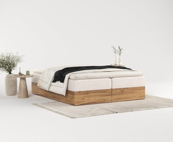 Boxspring postel s úložným prostorem v béžovo-přírodní barvě 180x200 cm Faro – Maison de Rêve