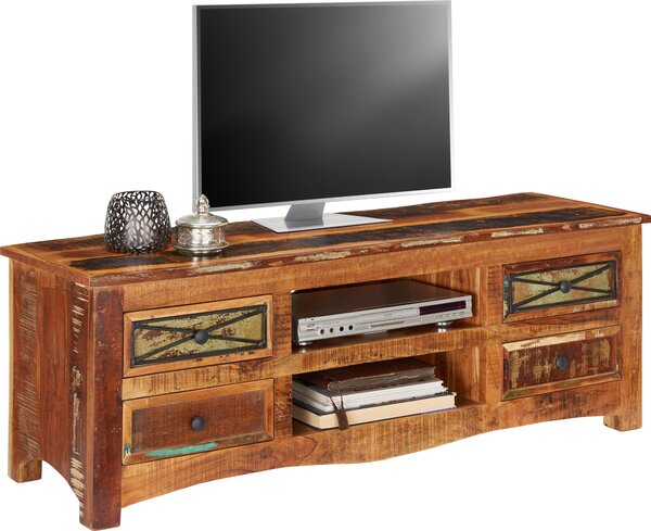 NÍZKÁ KOMODA, recyklované dřevo, vícebarevná, 140/50/45 cm Landscape - TV stolky & komody pod TV
