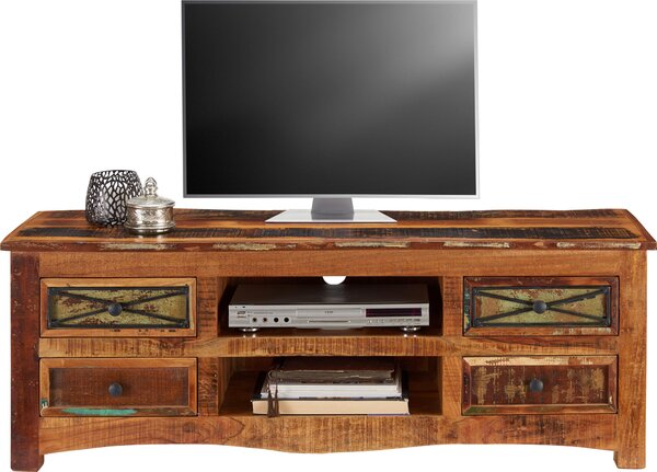 NÍZKÁ KOMODA, recyklované dřevo, vícebarevná, 140/50/45 cm Landscape - TV stolky & komody pod TV
