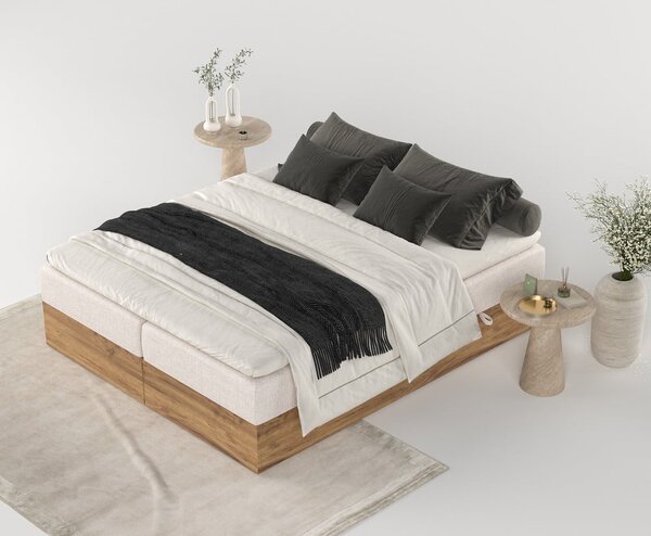 Boxspring postel s úložným prostorem v béžovo-přírodní barvě 180x200 cm Faro – Maison de Rêve