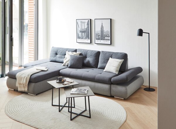 ROHOVÁ SEDAČKA, textil, šedá, světle šedá Carryhome - Sedací soupravy