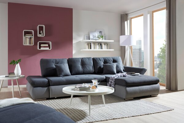 ROHOVÁ SEDAČKA, textil, šedá, světle šedá Carryhome - Sedací soupravy