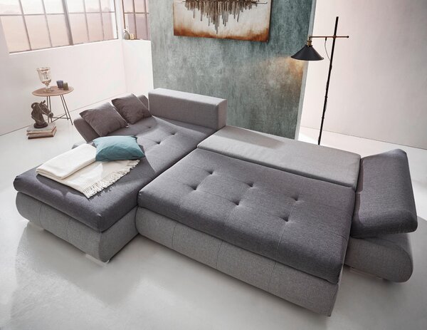 ROHOVÁ SEDAČKA, textil, šedá, světle šedá Carryhome - Sedací soupravy