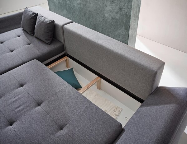 ROHOVÁ SEDAČKA, textil, šedá, světle šedá Carryhome - Sedací soupravy