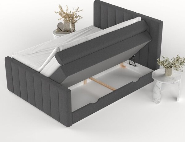 Šedá boxspring postel s úložným prostorem 140x200 cm Ruby – Maison de Rêve