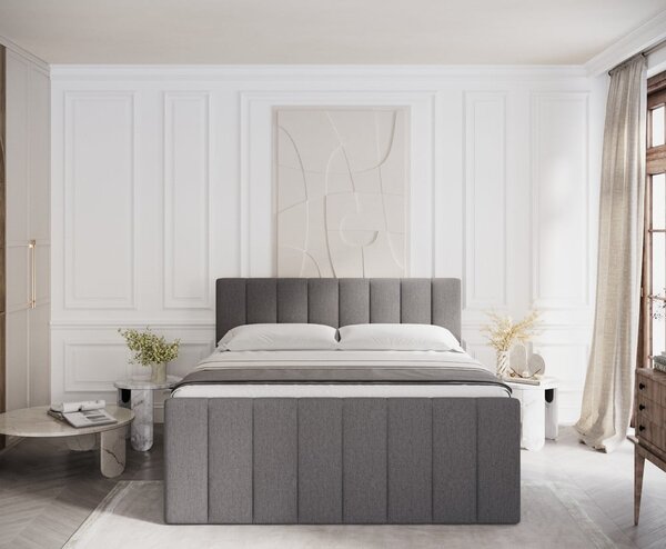 Šedá boxspring postel s úložným prostorem 140x200 cm Ruby – Maison de Rêve