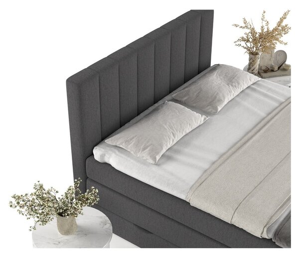 Šedá boxspring postel s úložným prostorem 140x200 cm Ruby – Maison de Rêve