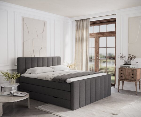 Šedá boxspring postel s úložným prostorem 140x200 cm Ruby – Maison de Rêve