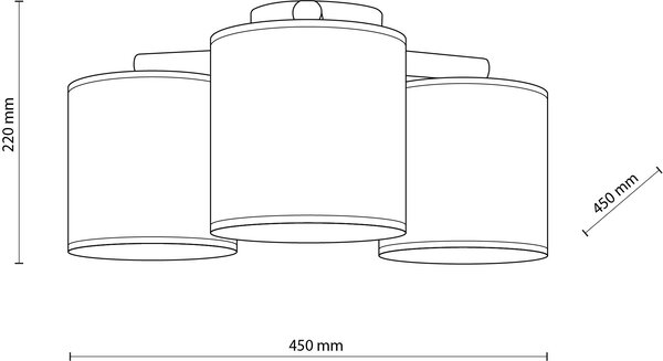TK Lighting Deva Nature stropní světlo 3x15 W černá-šedá-dřevo 6865