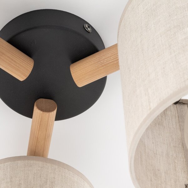 TK Lighting Deva Nature stropní světlo 3x15 W černá-šedá-dřevo 6865