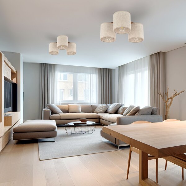 TK Lighting Deva Nature stropní světlo 3x15 W černá-šedá-dřevo 6865