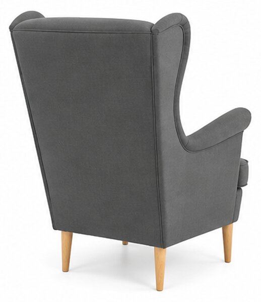 Relaxační křeslo, ušák, dřevo/kov/textil, 102x80x66 cm, nohy světlé/tmavě šedá, Dekorino MALENA