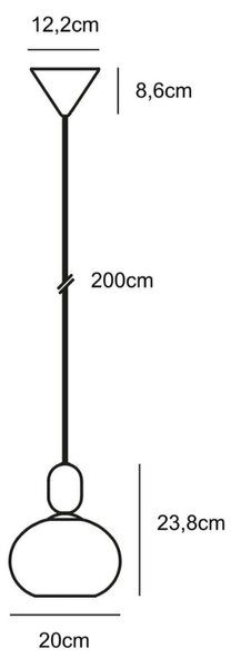 Nordlux Opálově bílé skleněné závěsné světlo Notti 20 cm s béžovým zavěšením