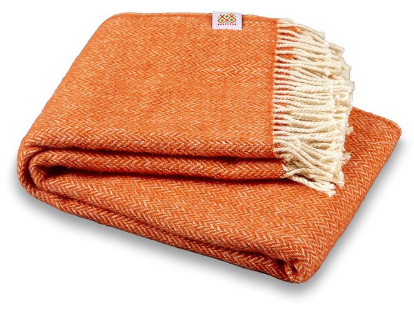 Vlněná deka Elma II - oranžová