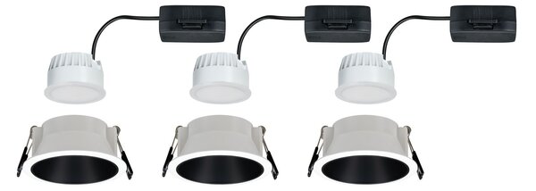 Paulmann 93402 Cole Coin, set bodovek v bílo-černé úpravě, 3x6W LED 2700K tříkrokové stmívání, prům. 8,8cm, IP44
