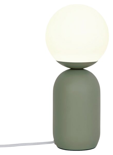 Nordlux Opálově bílá skleněná stolní lampa Notti se zelenou podstavou