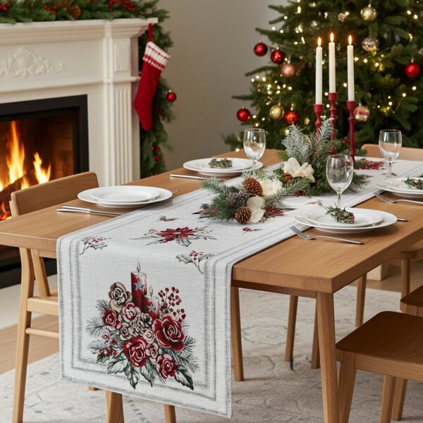 Vánoční gobelínový běhoun na stůl Chenille IT015 Barva Vícebarevná Rozměry 40x130 cm