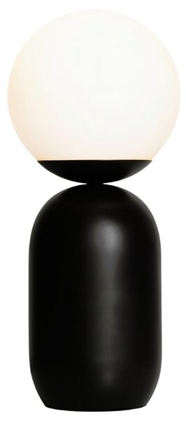 Nordlux Opálově bílá skleněná stolní lampa Notti s černou podstavou