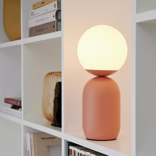 Nordlux Opálově bílá skleněná stolní lampa Notti s oranžovou podstavou