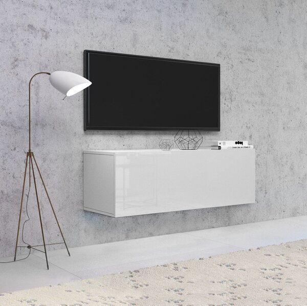 Vivaldi Závěsný TV stolek Vivien 140 cm bílý lesk