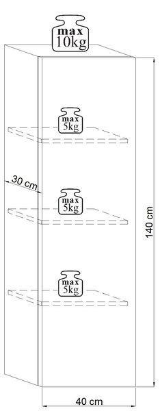 Vivaldi Závěsná skříňka Vivien 40 cm černý lesk