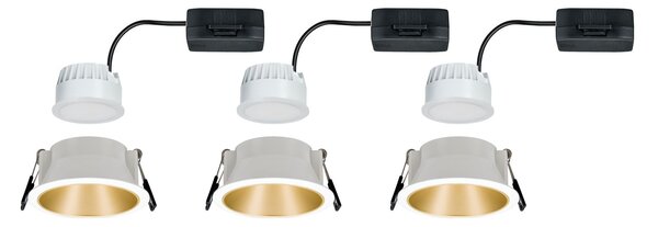 Paulmann 93406 Cole Coin, set bodovek v bílo-zlaté úpravě, 3x6W LED 2700K tříkrokové stmívání, prům. 8,8cm, IP44