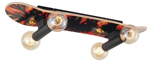 Nástěnná lampa černá s červenou 80 cm - Skateboard