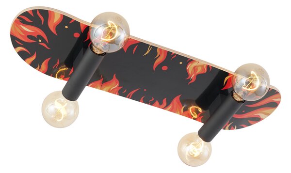Nástěnná lampa černá s červenou 80 cm - Skateboard