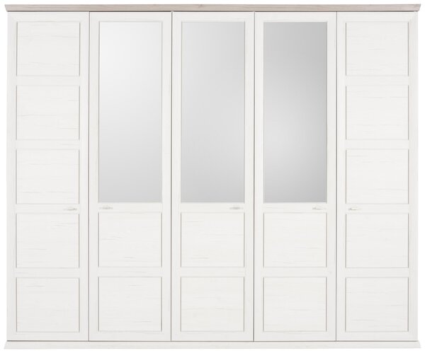 ŠATNÍ SKŘÍŇ SE ZRCADLEM, šedá, bílá, 255/209/60 cm Hom`in - Šatní skříně