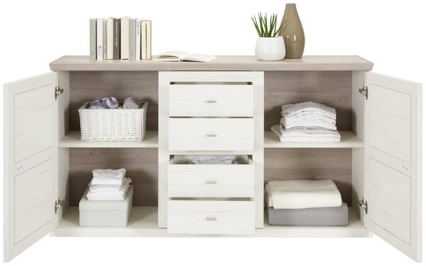 ŠIROKÁ KOMODA, šedá, bílá, 160/89/43 cm Hom`in - Široké komody