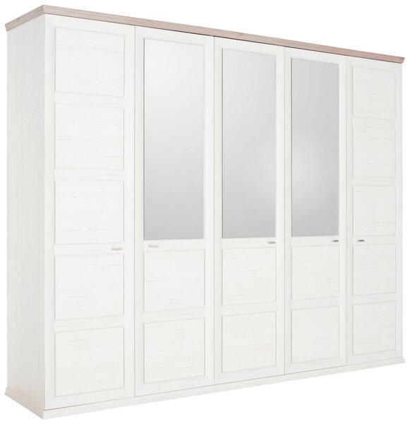 ŠATNÍ SKŘÍŇ SE ZRCADLEM, šedá, bílá, 255/209/60 cm Hom`in - Šatní skříně