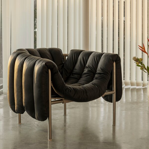HEM Křeslo Puffy, Black Leather / Black