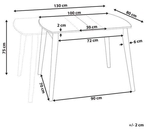 Rozkládací jídelní stůl TOMS Světle hnědá 100/130 cm 80 cm