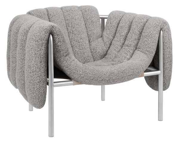 HEM Křeslo Puffy, Pebble / Stainless Steel