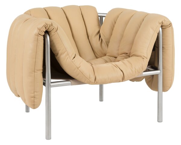 HEM Křeslo Puffy, Sand Leather / Stainless Steel