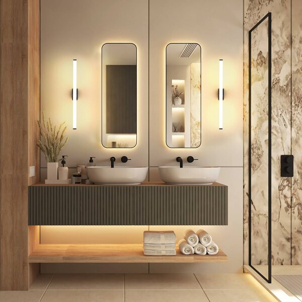 Molto Luce LED nástěnné světlo VINA M, černé, šířka 60 cm, IP44,, Černá, Koupelna, Hliník, Moderní
